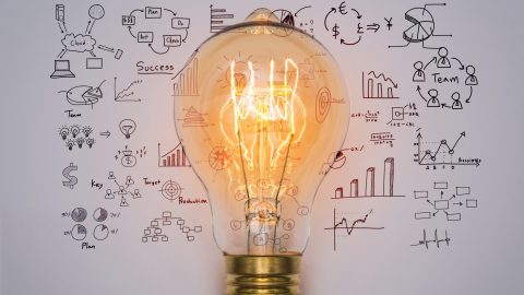 Light bulb with drawing graph